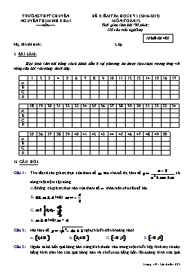 Đề kiểm tra học kỳ 1 môn Toán 12 - Mã đề thi 485